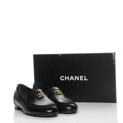 Chanel Lambskin CC Mocassin Loafers 37 Black 9 of 9