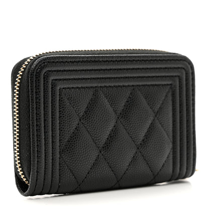 Chanel Caviar Quilted Boy Zip Around Coin Purse Wallet Black 3 of 7