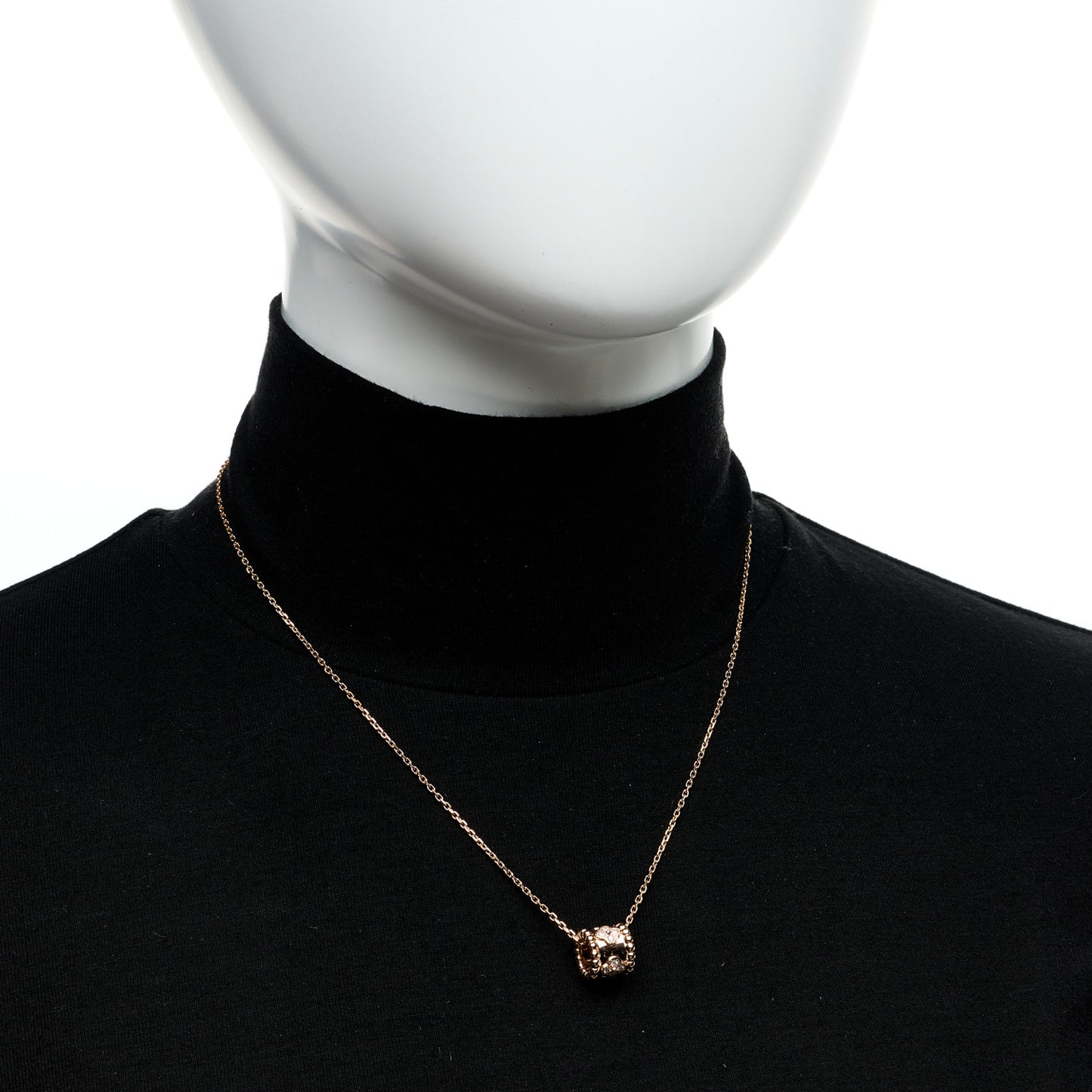 18K Rose Gold Diamond Small Perlee Clovers Pendant Necklace