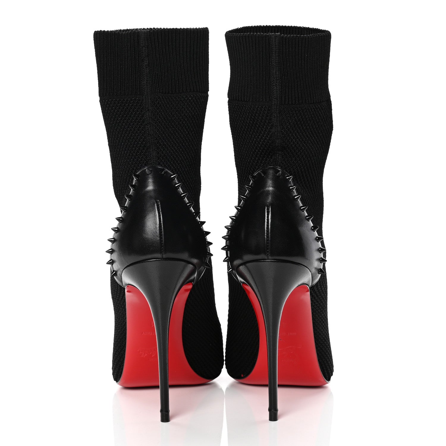 Christian Louboutin Shiny Nappa Maille Tricot Dovi Dova 100 Ankle Boots 41 Black 6 of 10