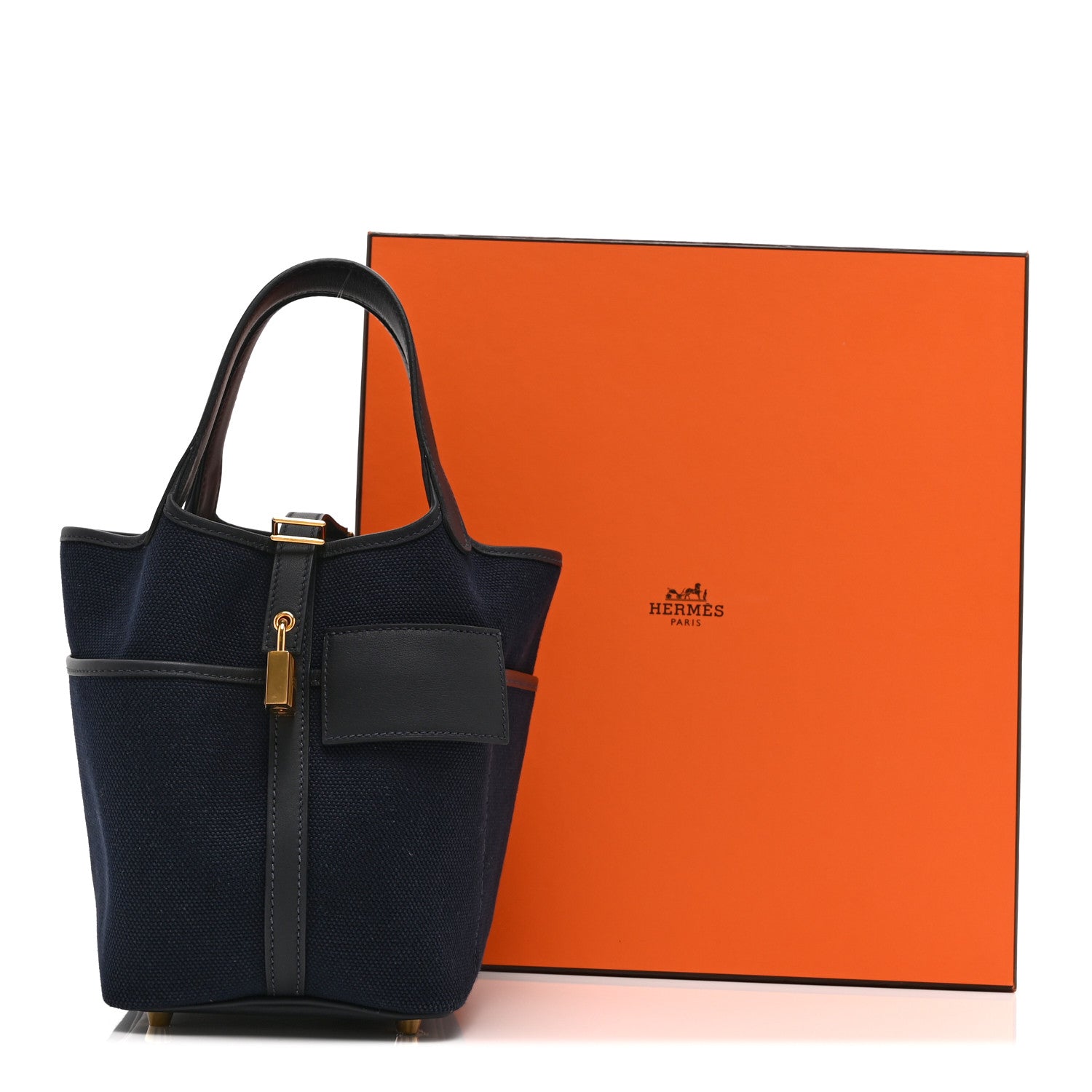 Hermes Toile Goeland Swift Cargo Picotin Lock 18 Bleu Marine 11 of 11