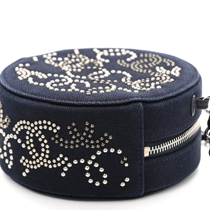 Chanel Canvas CC Studded Round Clutch With Chain Navy 8 of 9