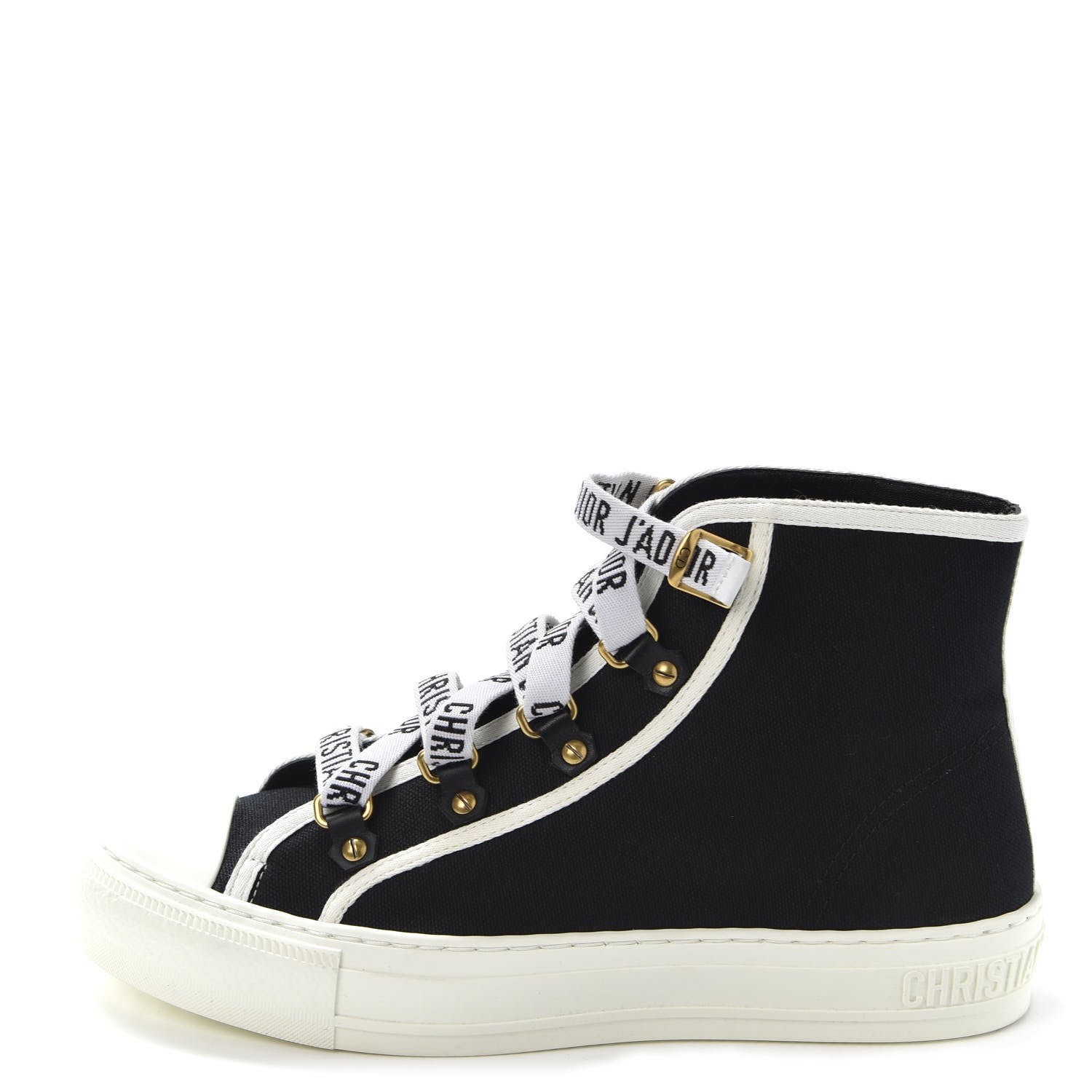 Christian Dior Technical Mesh Calfskin Womens Walk'N'Dior High Top Sneaker 39 Black 1 of 10