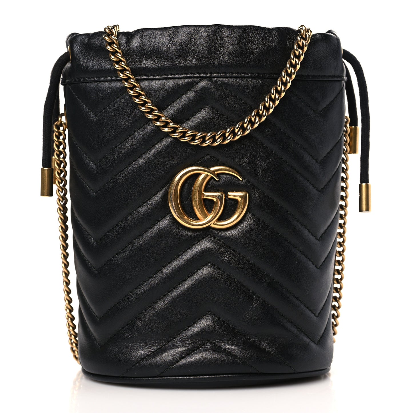 Calfskin Matelasse Mini GG Marmont 2.0 Bucket Bag Black