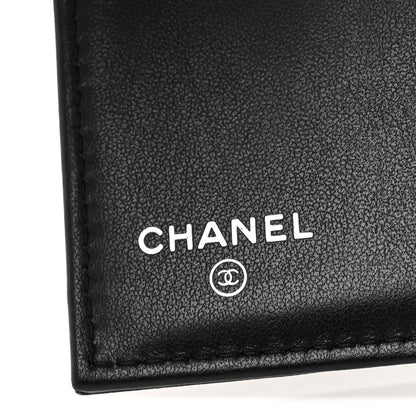 Chanel Lambskin Camellia Embossed Small Double Wallet Black 6 of 11