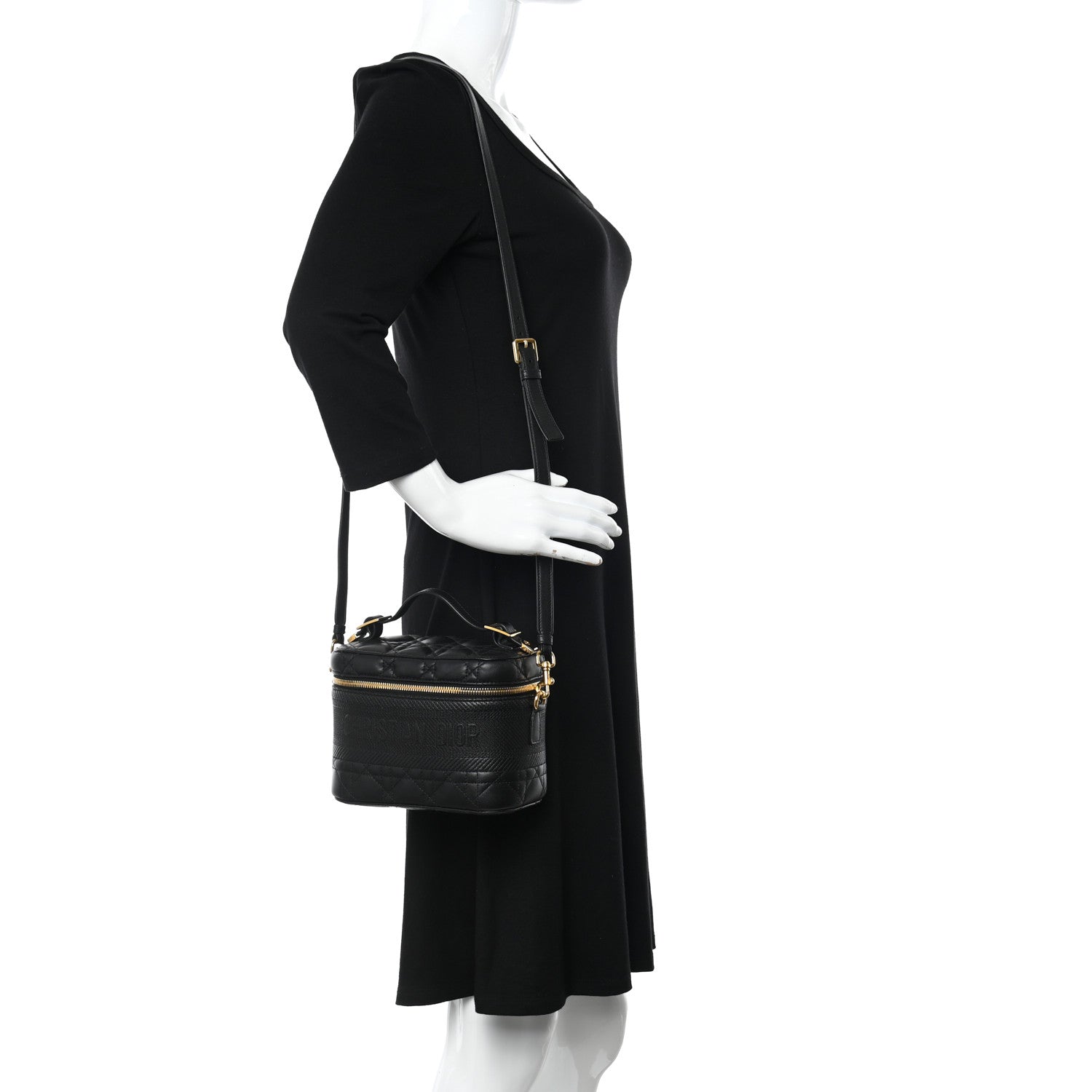 Christian Dior Lambskin Cannage Small Diortravel Vanity Case Black 2 of 19