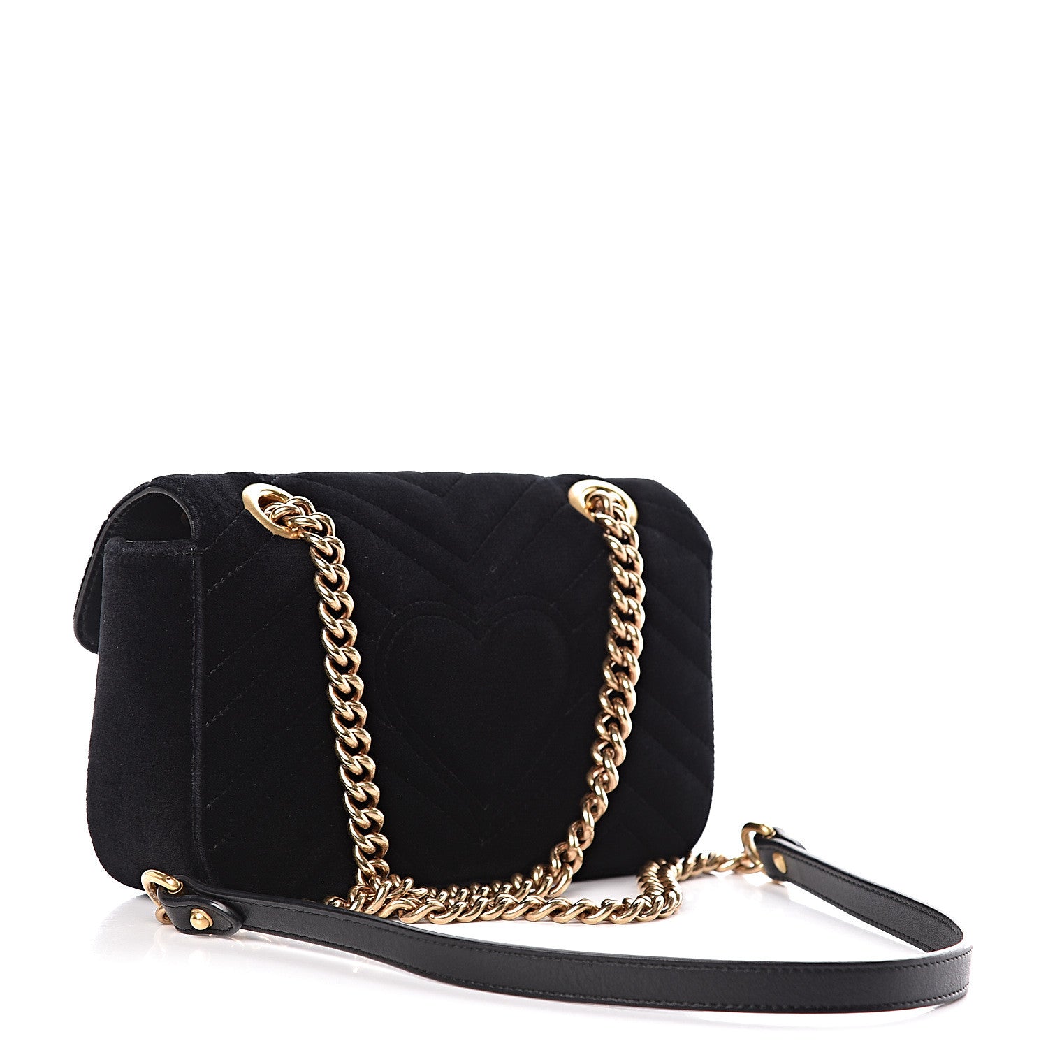 Gucci Velvet Matelasse Mini GG Marmont Shoulder Bag Black 3 of 11