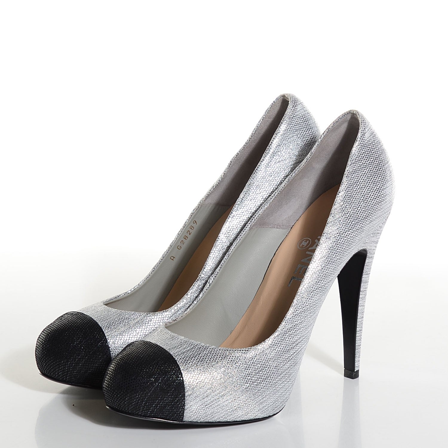 Chanel Crystal CC Cap Toe Pumps 40 Black 3 of 7