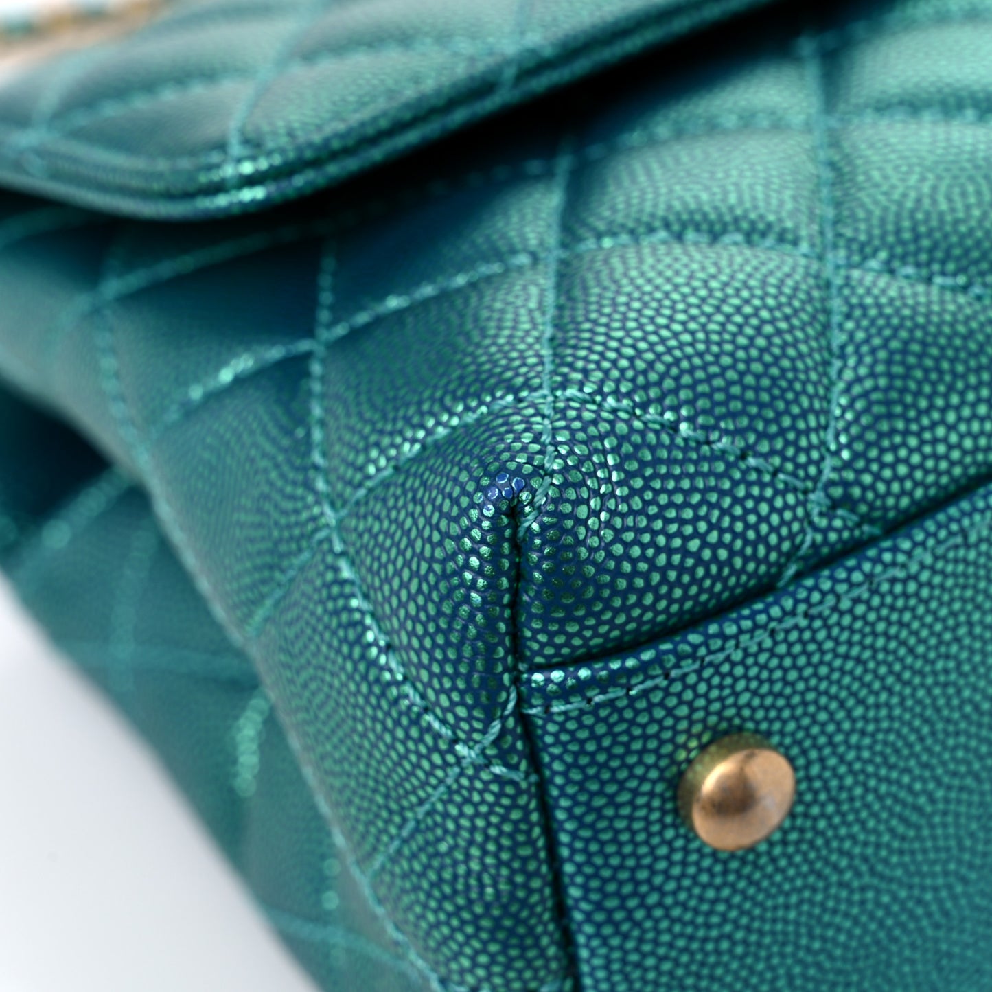 Metallic Caviar Quilted Mini Coco Handle Flap Blue