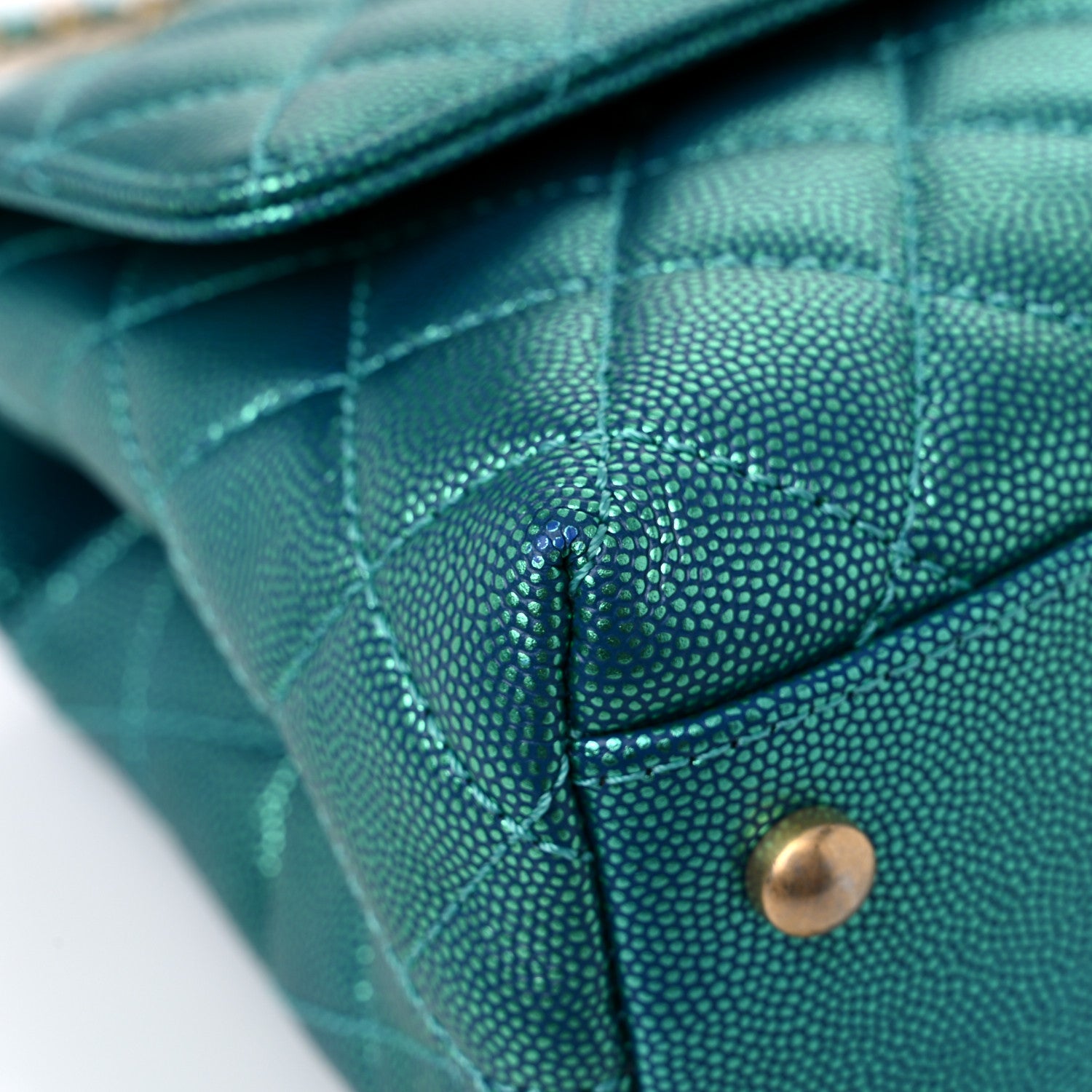 Chanel Metallic Caviar Quilted Mini Coco Handle Flap Blue 9 of 9