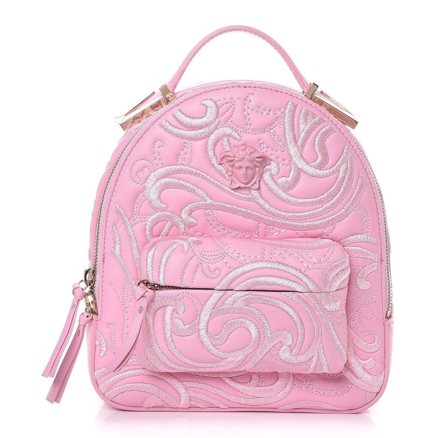 Calfskin Palazzo Embroidered Baroque Mini Backpack Pink