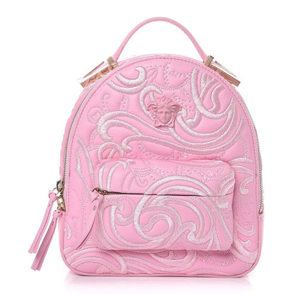 Versace Calfskin Palazzo Embroidered Baroque Mini Backpack Pink 1 of 6