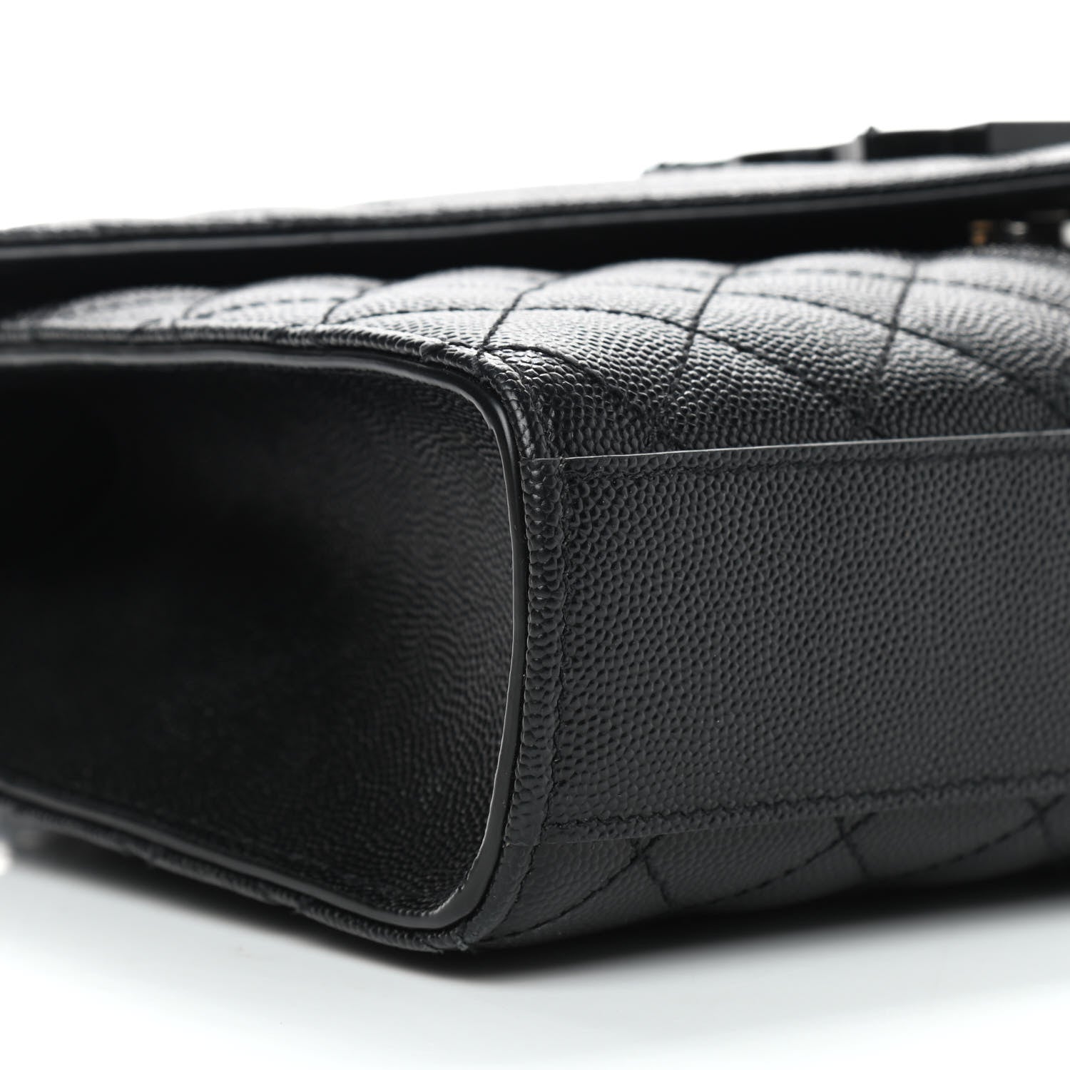 Saint Laurent Grain De Poudre Textured Mixed Matelasse Triquilt Medium Monogram Satchel Black 7 of 9