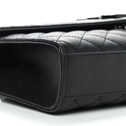 Saint Laurent Grain De Poudre Textured Mixed Matelasse Triquilt Medium Monogram Satchel Black 7 of 9