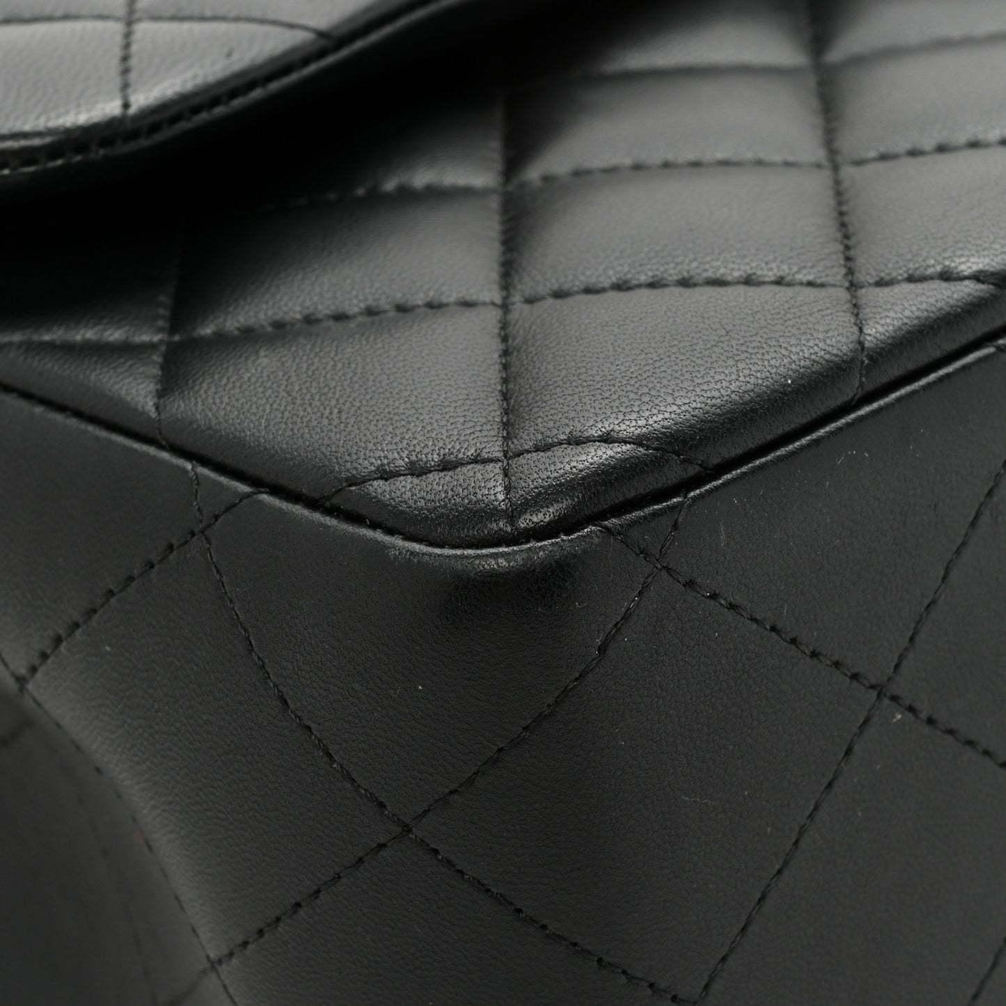 Lambskin Quilted Jumbo Double Flap Black