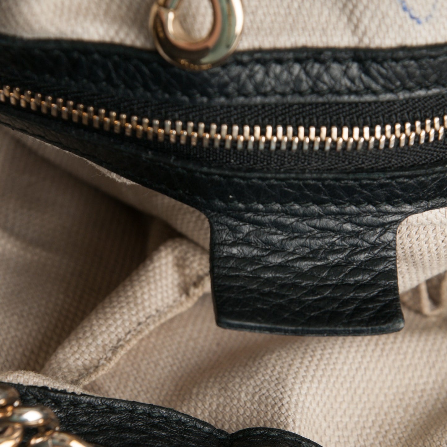 Pebbled Calfskin Medium Soho Chain Shoulder Bag Black
