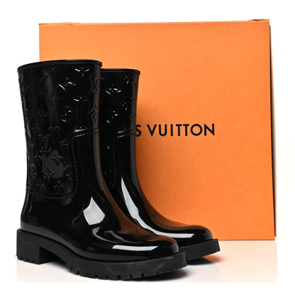 Louis Vuitton Rubber Embossed Monogram Drops Flat Half Boots 37 Black 10 of 10