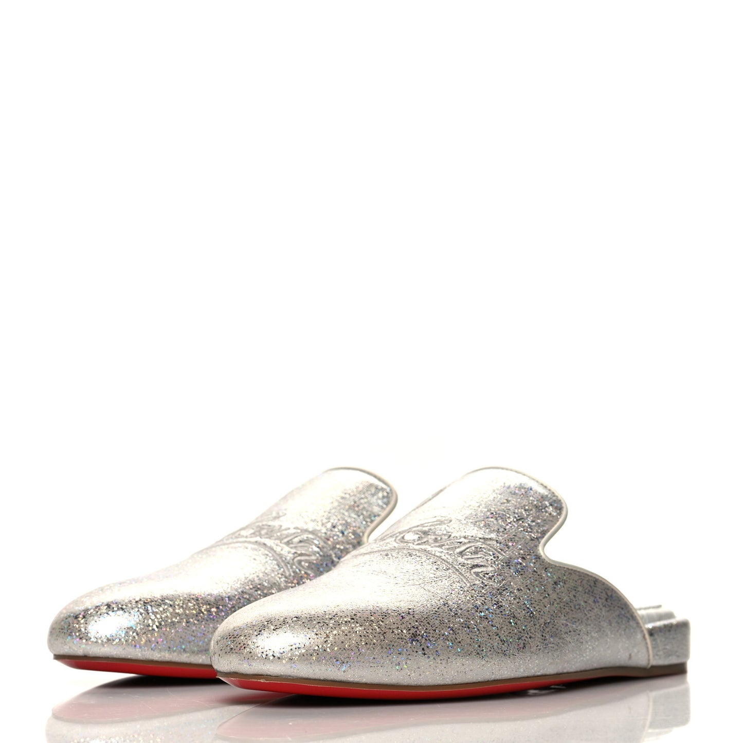 Iridescent Glitter Mens Coolito Loafer Mules 37.5 Silver