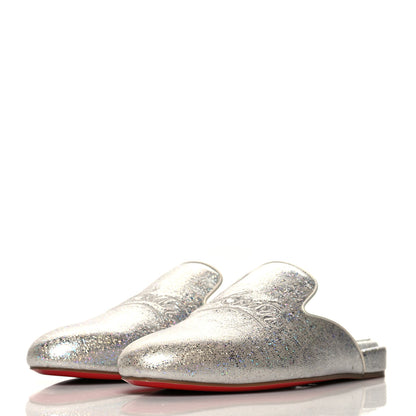 Christian Louboutin Iridescent Glitter Mens Coolito Loafer Mules 37.5 Silver 3 of 8