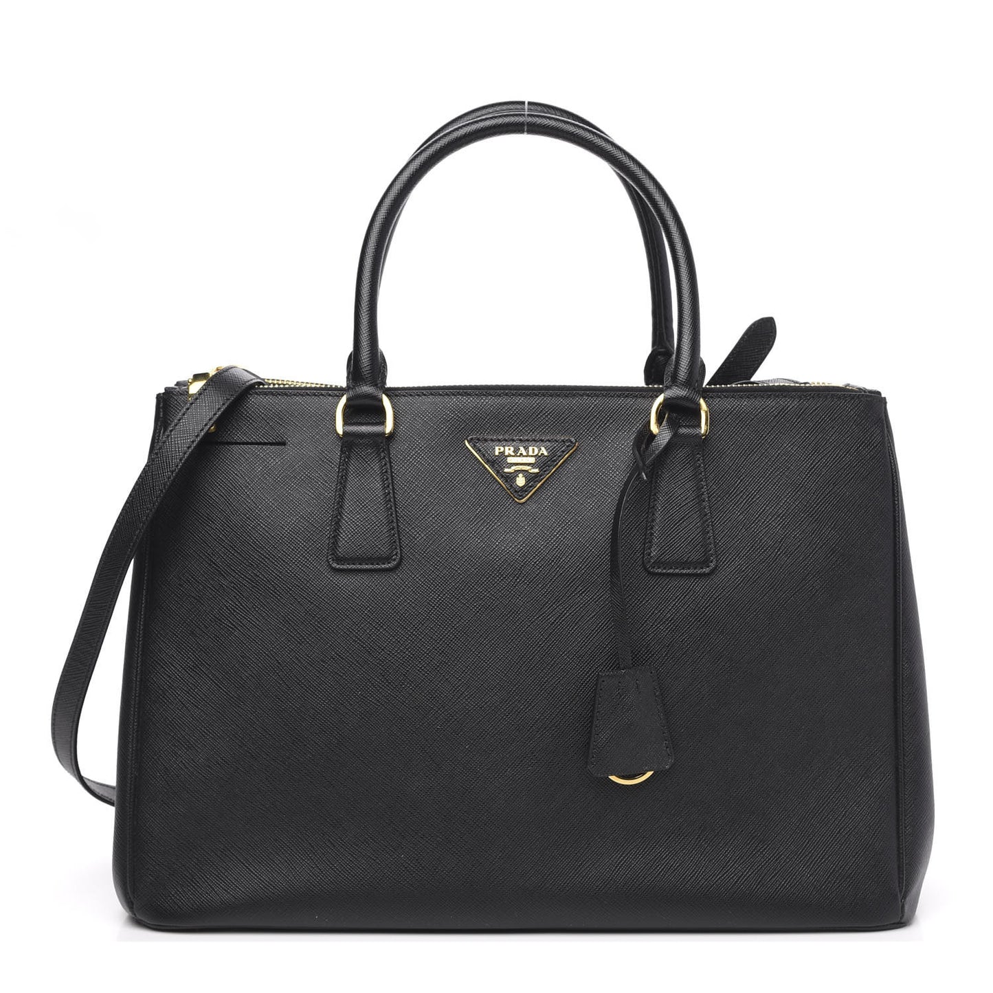 Saffiano Medium Galleria Double Zip Tote Black