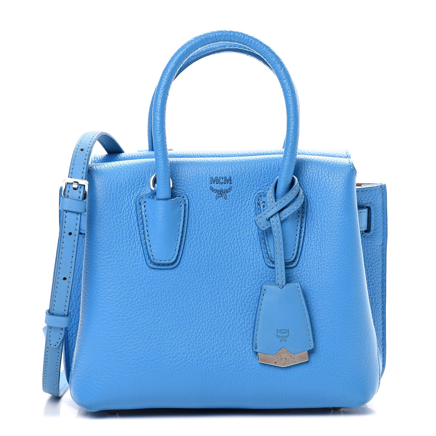 Grained Calfskin Mini Milla Tote Tile Blue