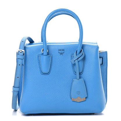 MCM Grained Calfskin Mini Milla Tote Tile Blue 1 of 9