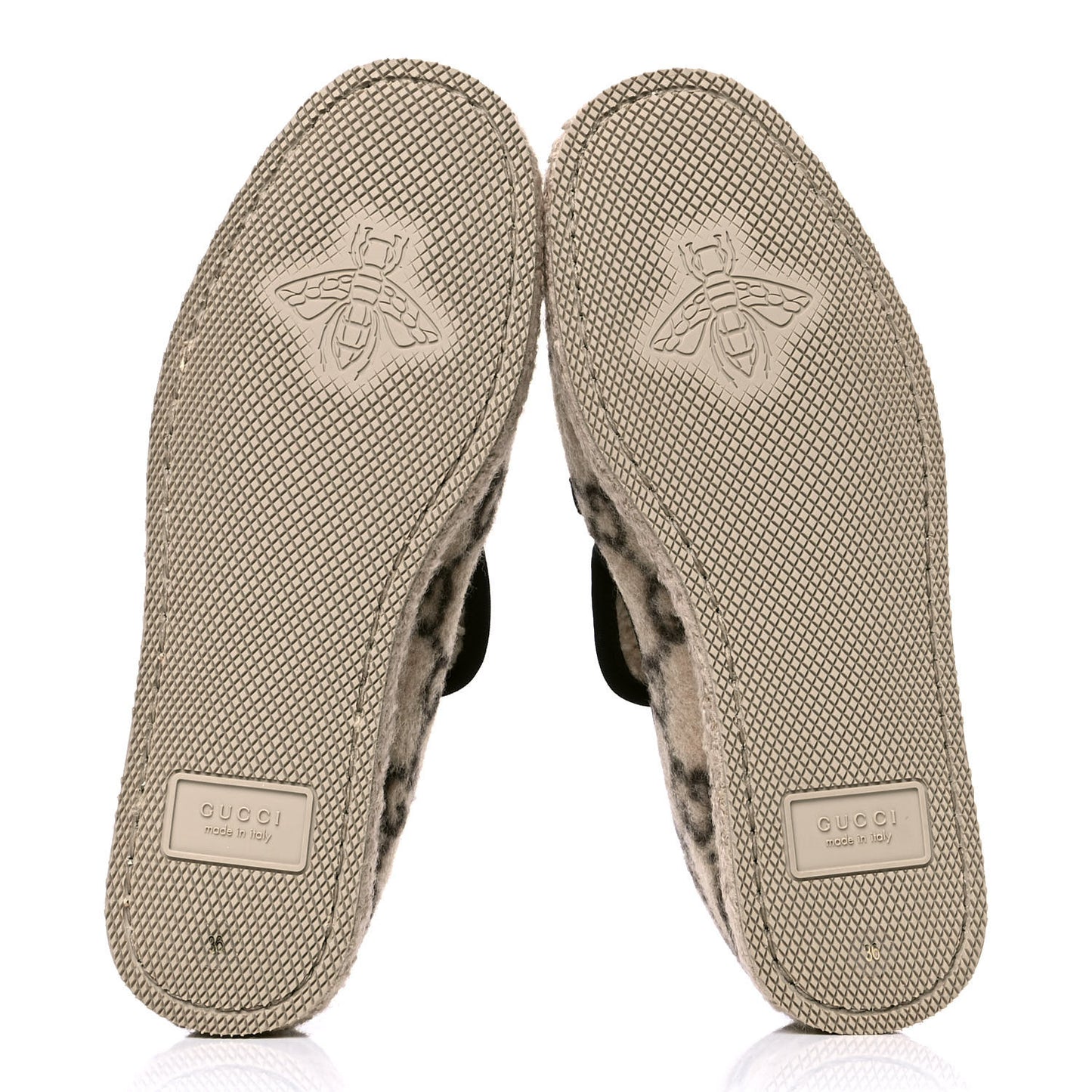 Covered Wool GG Monogram Womens Fria Horsebit Loafers 36 Beige Ebony Black Butterscotch