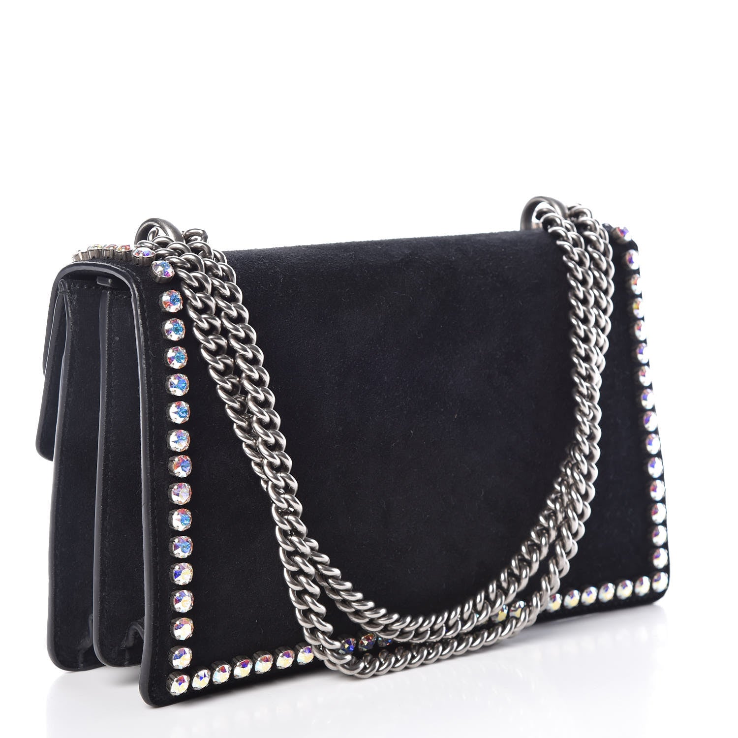 Gucci Suede Crystal Small Dionysus Shoulder Bag Black 4 of 11