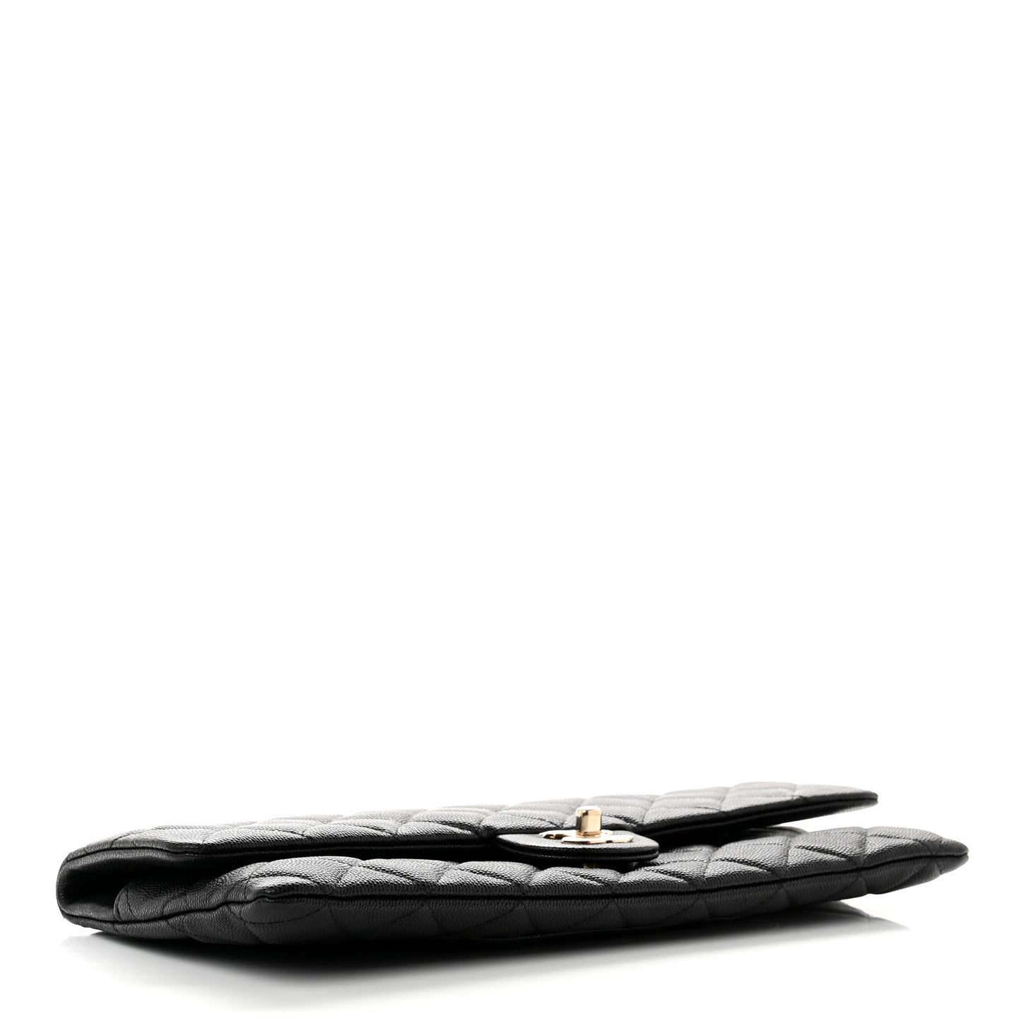 Caviar Quilted Flap Clutch Black