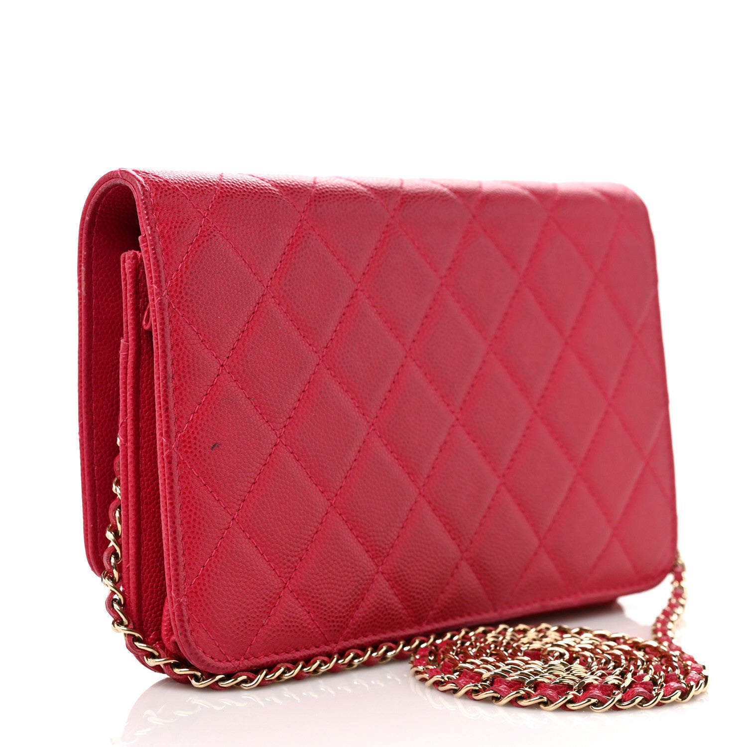 Chanel Caviar Quilted Golden Class Wallet On Chain WOC Fuchsia 2 of 9