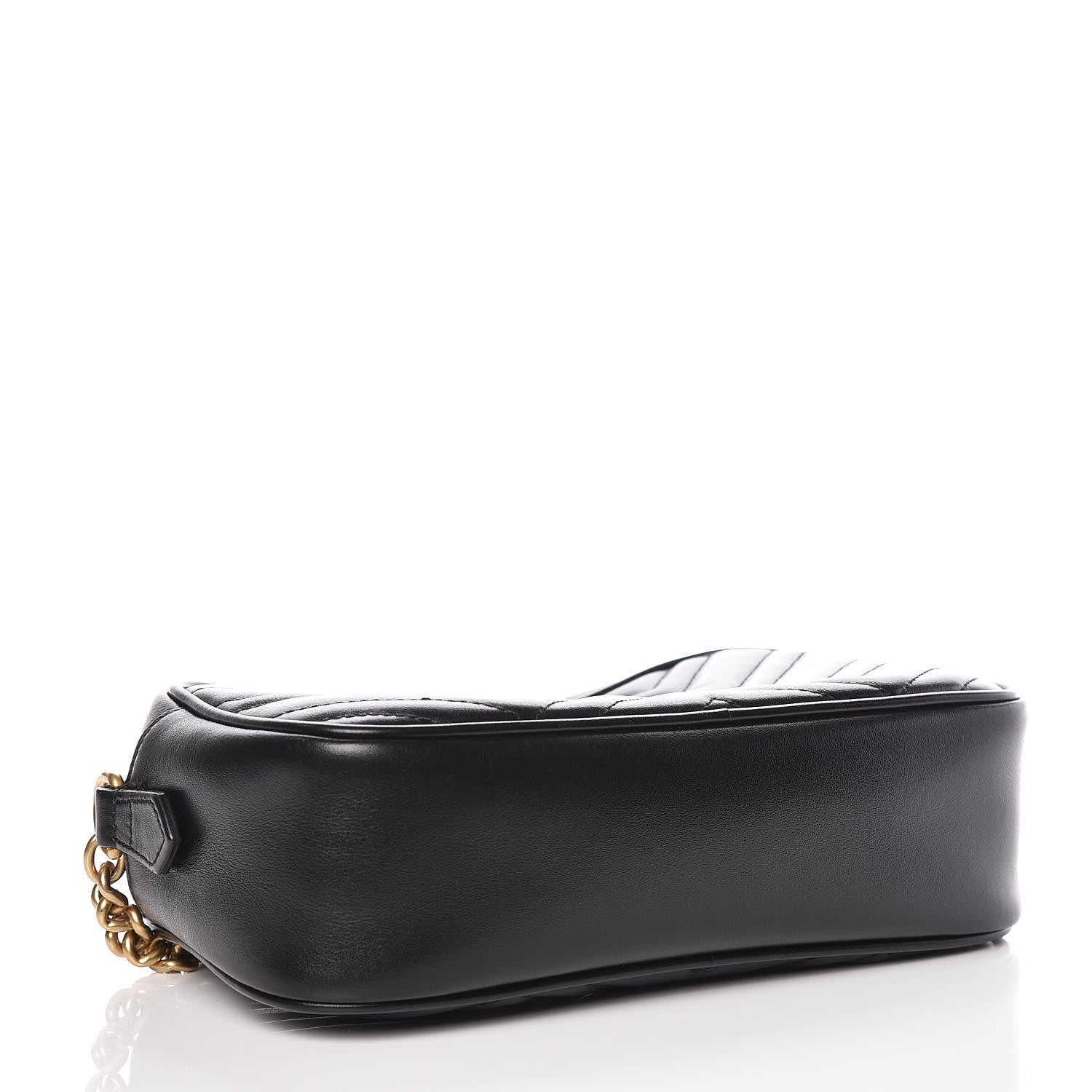 Gucci Calfskin Matelasse Small GG Marmont Chain Shoulder Bag Black 4 of 10