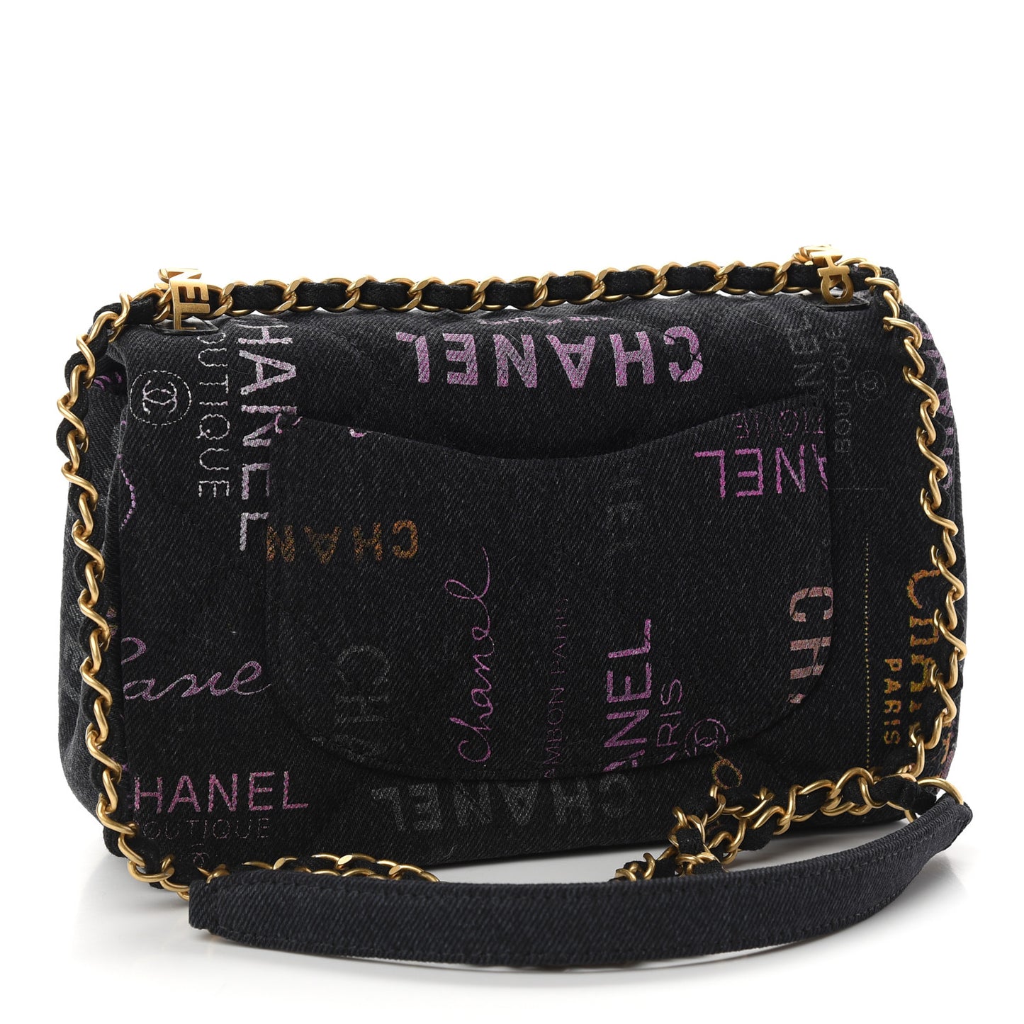 Denim Quilted Denim Mood Mini Rectangular Flap Black Multicolor