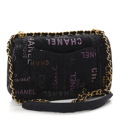 Chanel Denim Quilted Denim Mood Mini Rectangular Flap Black Multicolor 3 of 9