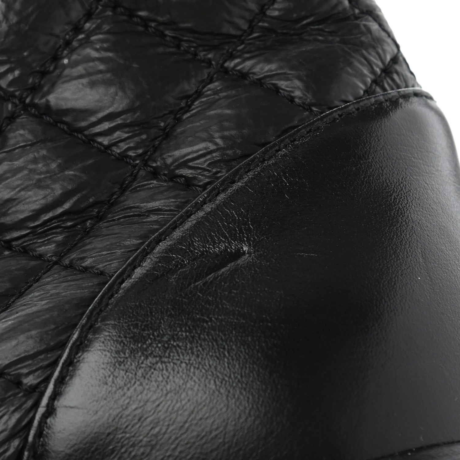 Chanel Shiny Goatskin Calfskin Quilted Lace Up Combat Boots 38.5 Black 14 of 14