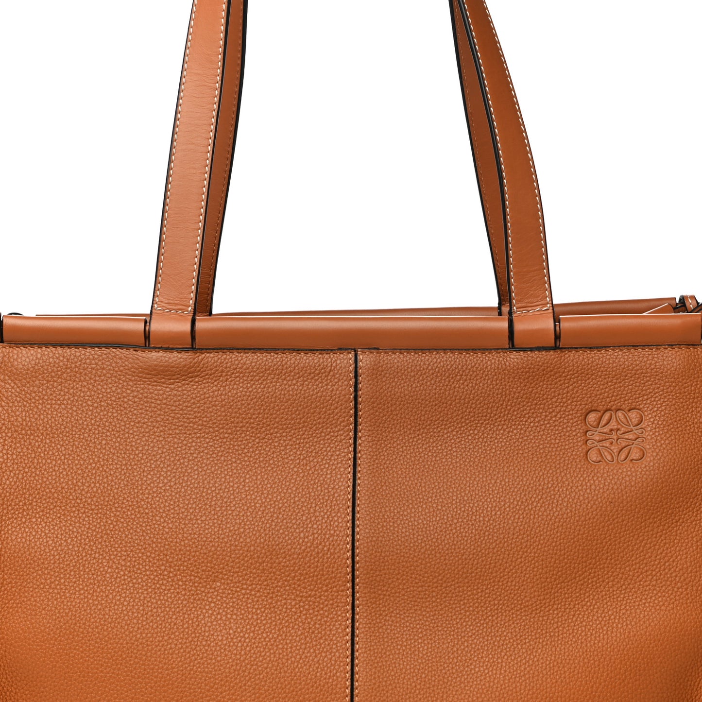 Grained Calfskin Cushion Tote Tan