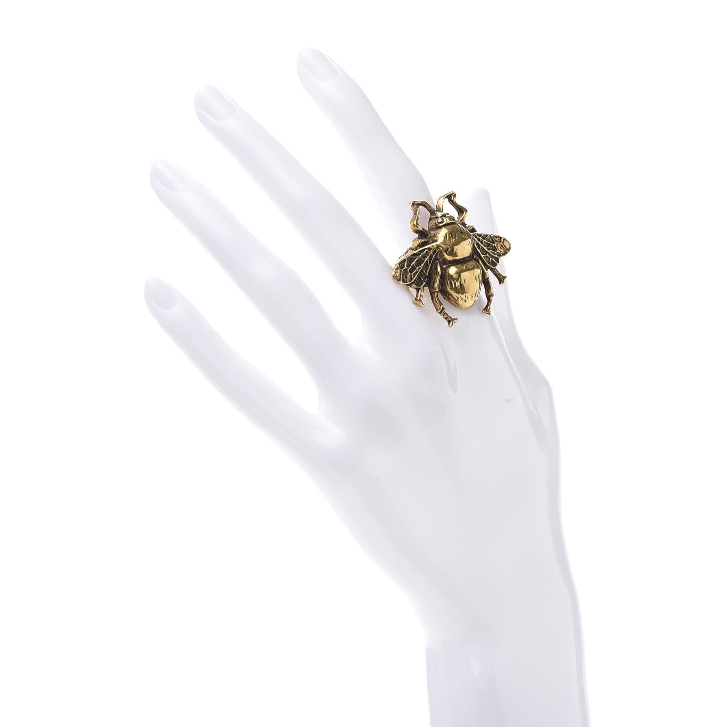 Gucci Metal Enamel Bee Ring 6.5 Aged Gold 2 of 7