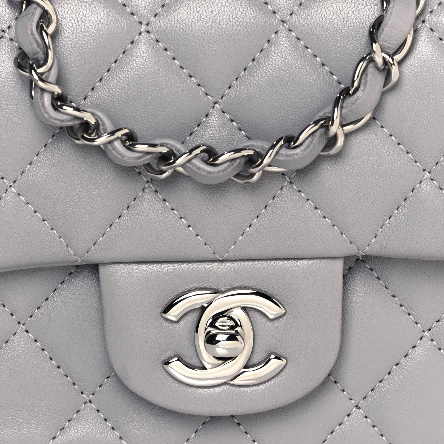Chanel Lambskin Quilted Mini Rectangular Flap Grey 8 of 11
