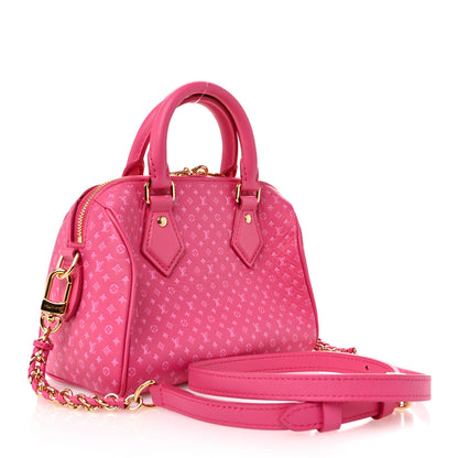 Louis Vuitton Calfskin Nanogram Embossed Speedy Bandouliere 20 Rose 3 of 9