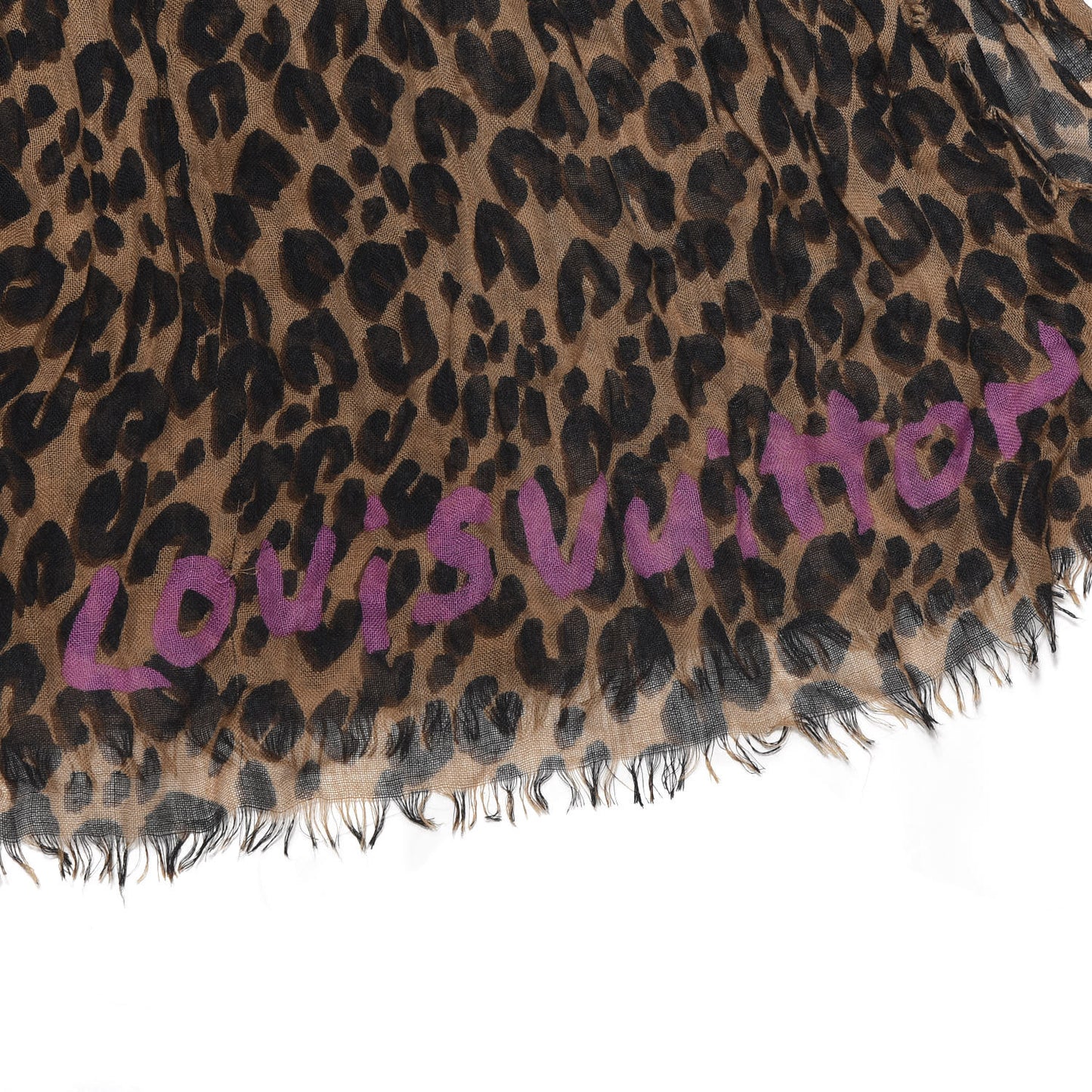 Cashmere Silk Leopard Etole Stole Marron