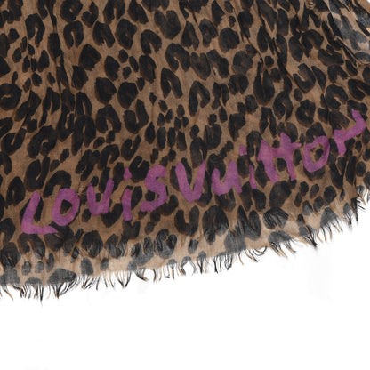 Louis Vuitton Cashmere Silk Leopard Etole Stole Marron 3 of 4
