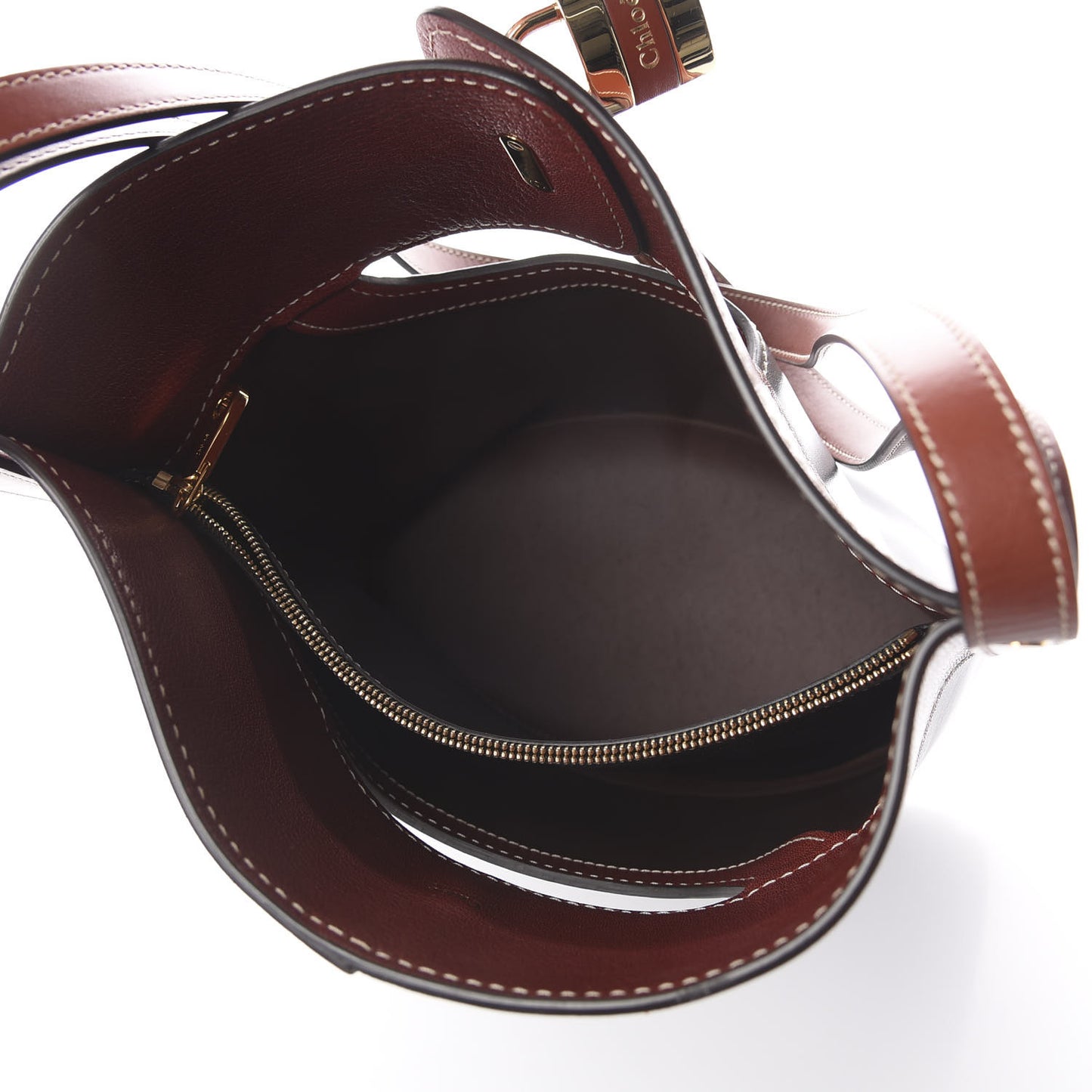 Shiny Calfskin Goatskin Medium Aby Bi-Color Bucket Bag Black