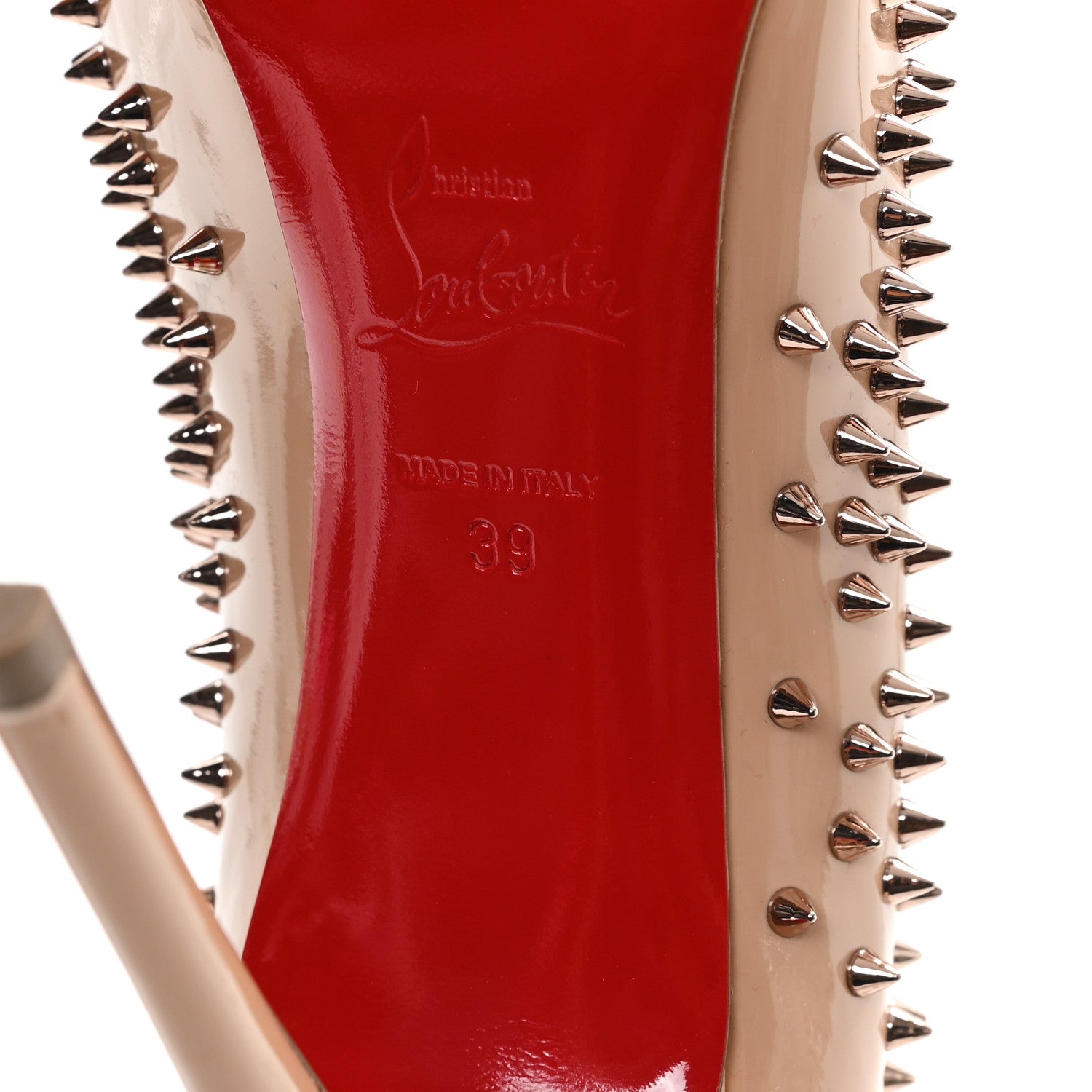 Christian Louboutin Patent Studded Escarpic 100 Pumps 39 Dou Dou Gold Rose 7 of 9