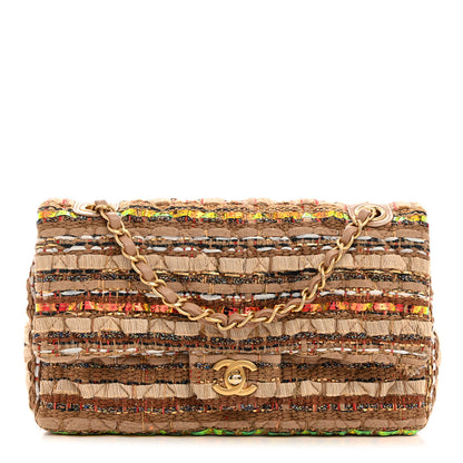 Chanel Iridescent Tweed Lambskin Medium Double Flap Dark Beige 1 of 10