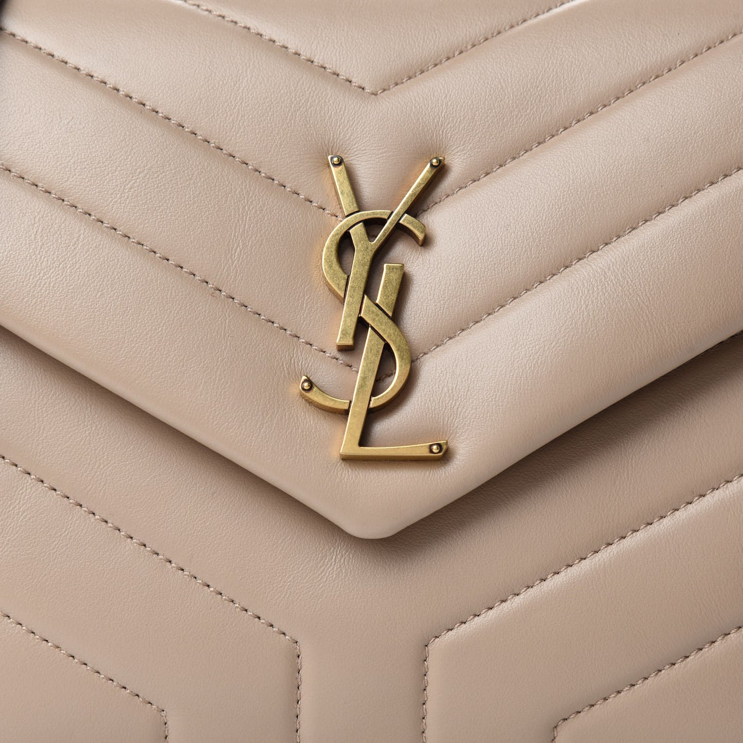 Calfskin Y Quilted Monogram Small Loulou Chain Satchel Dark Beige