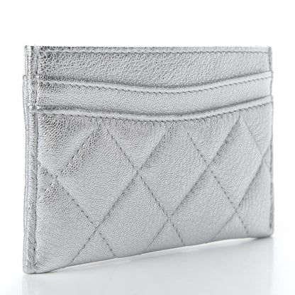 Chanel Metallic Lambskin Quilted Card Holder Silver 3 of 9