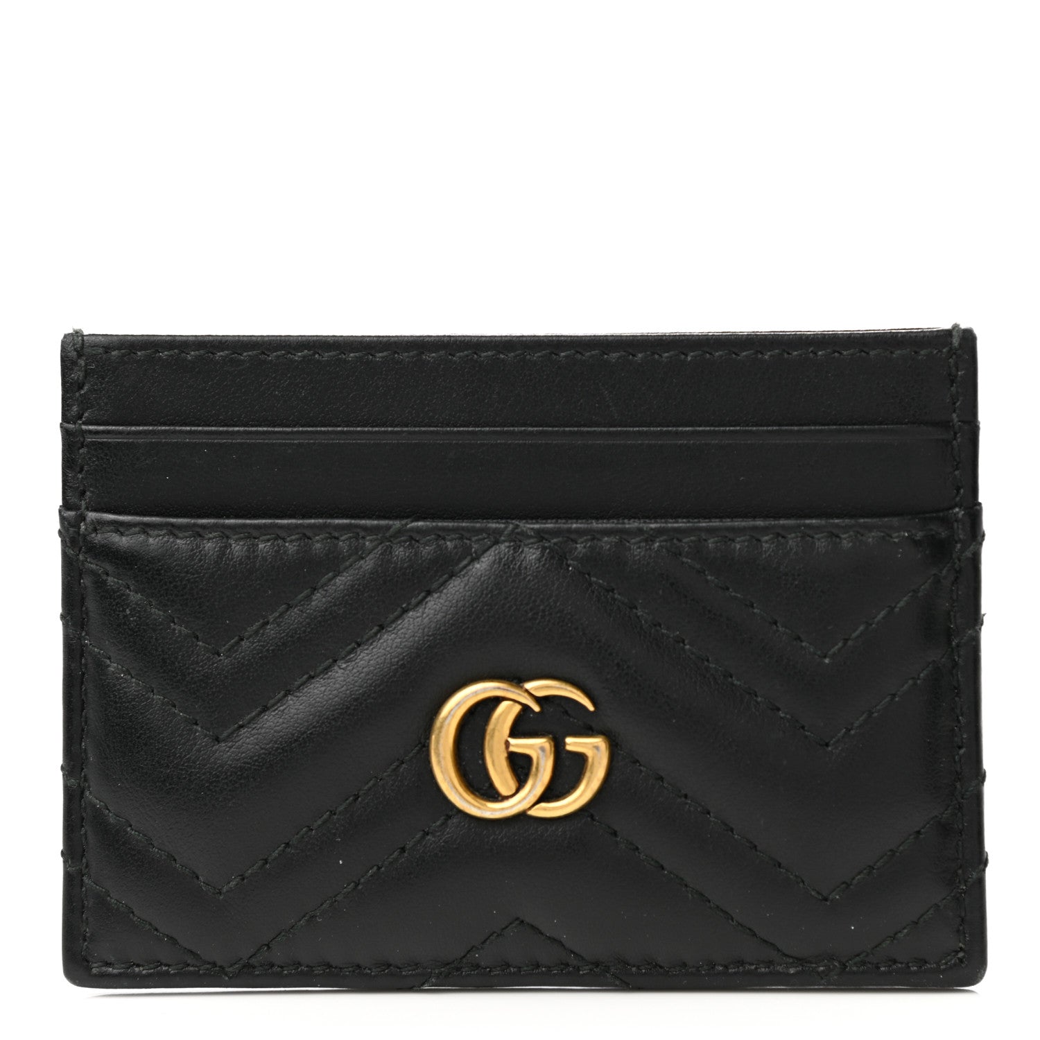Gucci Calfskin Matelasse GG Marmont Card Holder Black 1 of 5