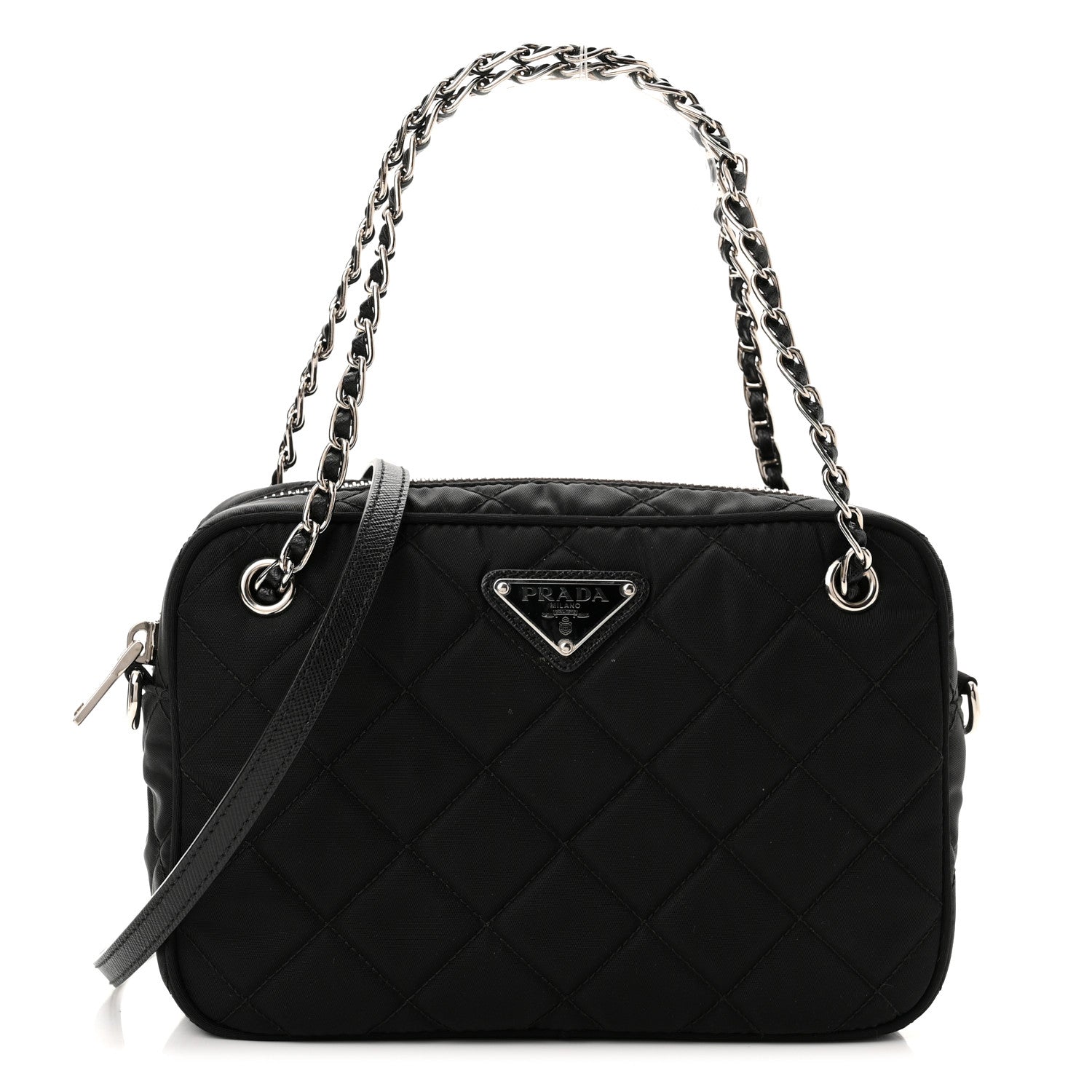 Prada Nylon Tessuto Impuntu Quilted Bandoliera Crossbody Bag Black 1 of 8