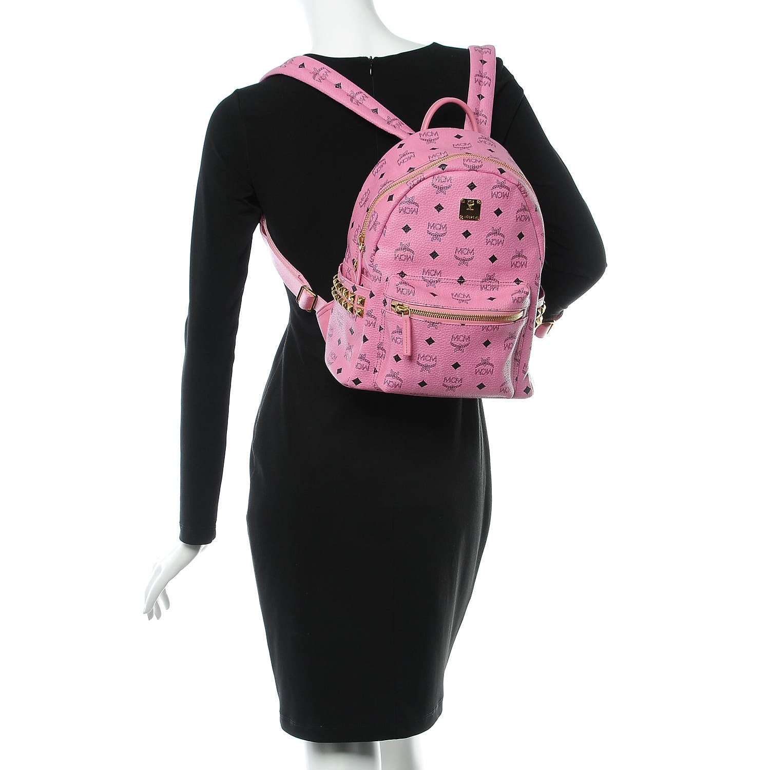 MCM Visetos Small Side Stud Stark Backpack Pink 2 of 7