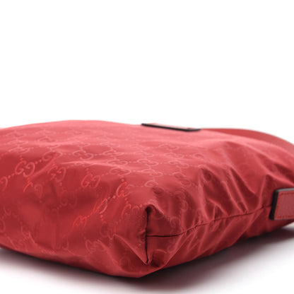 Gucci Nylon Monogram Dollar Calfskin Flat Messenger Bag Vibrant Red 7 of 10