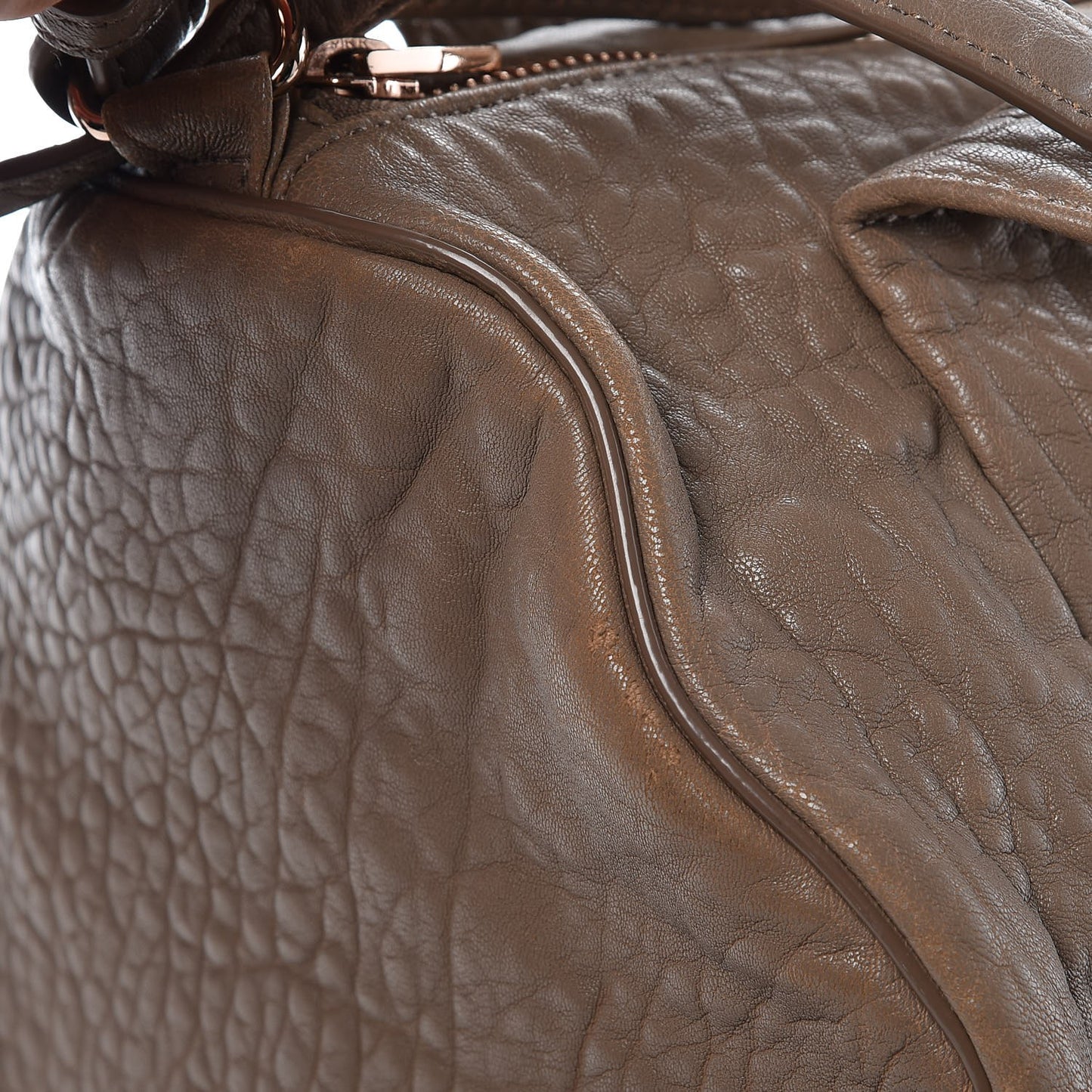 Pebbled Lambskin Rocco Latte Rose Gold Hardware